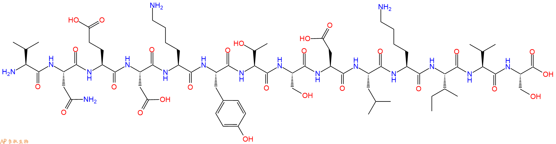 专肽生物产品H2N-Val-Asn-Glu-Asp-Lys-Tyr-Thr-Ser-Asp-Leu-Lys-Ile-Val-Ser-OH