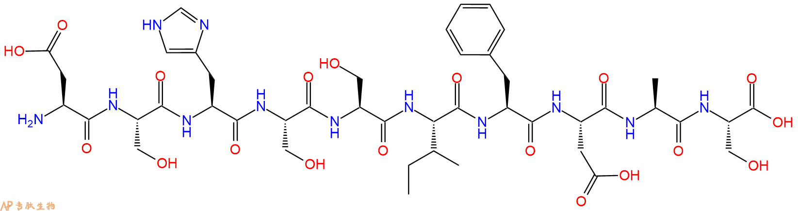 专肽生物产品H2N-Asp-Ser-His-Ser-Ser-Ile-Phe-Asp-Ala-Ser-OH