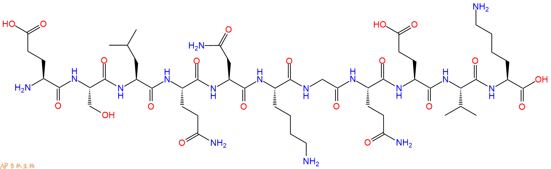 专肽生物产品H2N-Glu-Ser-Leu-Gln-Asn-Lys-Gly-Gln-Glu-Val-Lys-OH