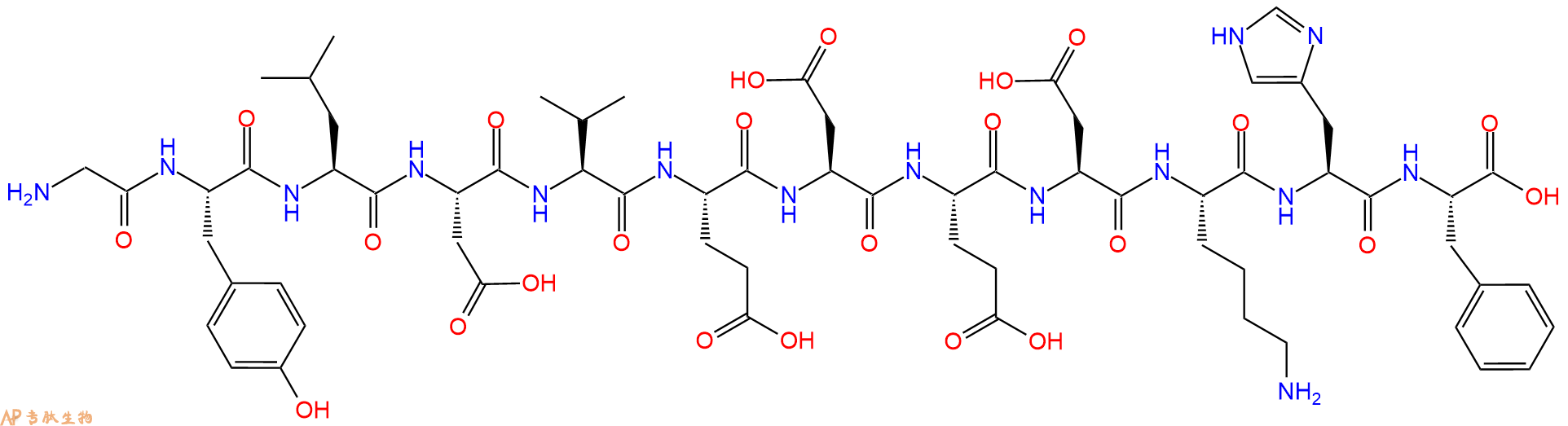 专肽生物产品H2N-Gly-Tyr-Leu-Asp-Val-Glu-Asp-Glu-Asp-Lys-His-Phe-OH