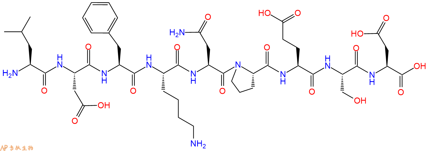 专肽生物产品H2N-Leu-Asp-Phe-Lys-Asn-Pro-Glu-Ser-Asp-OH