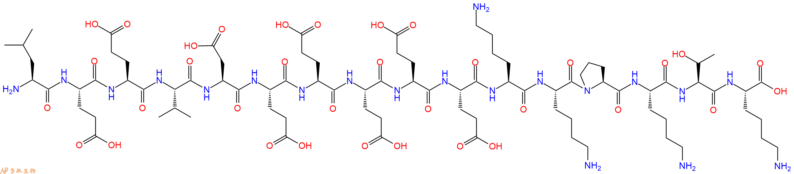 专肽生物产品H2N-Leu-Glu-Glu-Val-Asp-Glu-Glu-Glu-Glu-Glu-Lys-Lys-Pro-Lys-Thr-Lys-OH