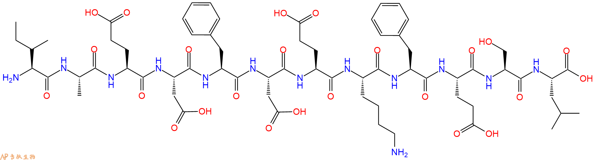 专肽生物产品H2N-Ile-Ala-Glu-Asp-Phe-Asp-Glu-Lys-Phe-Glu-Ser-Leu-OH