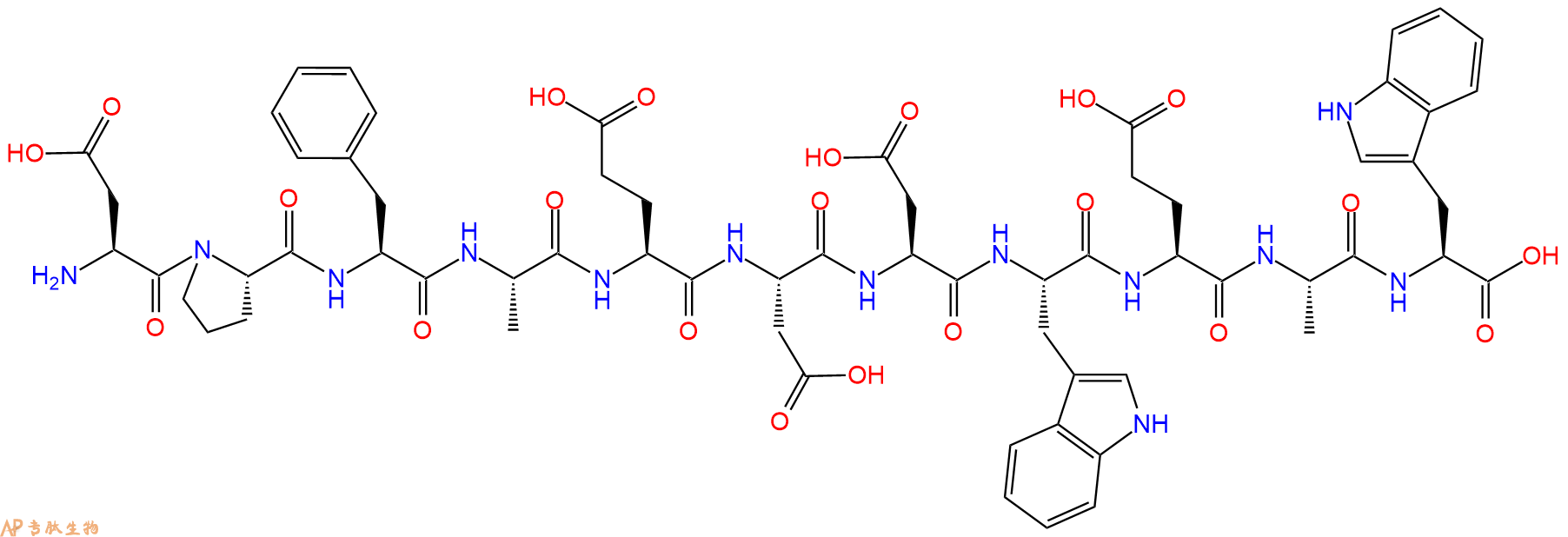 专肽生物产品H2N-Asp-Pro-Phe-Ala-Glu-Asp-Asp-Trp-Glu-Ala-Trp-OH