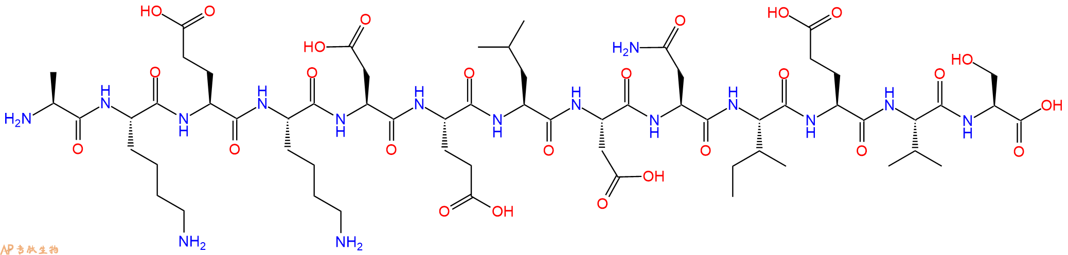 专肽生物产品H2N-Ala-Lys-Glu-Lys-Asp-Glu-Leu-Asp-Asn-Ile-Glu-Val-Ser-OH