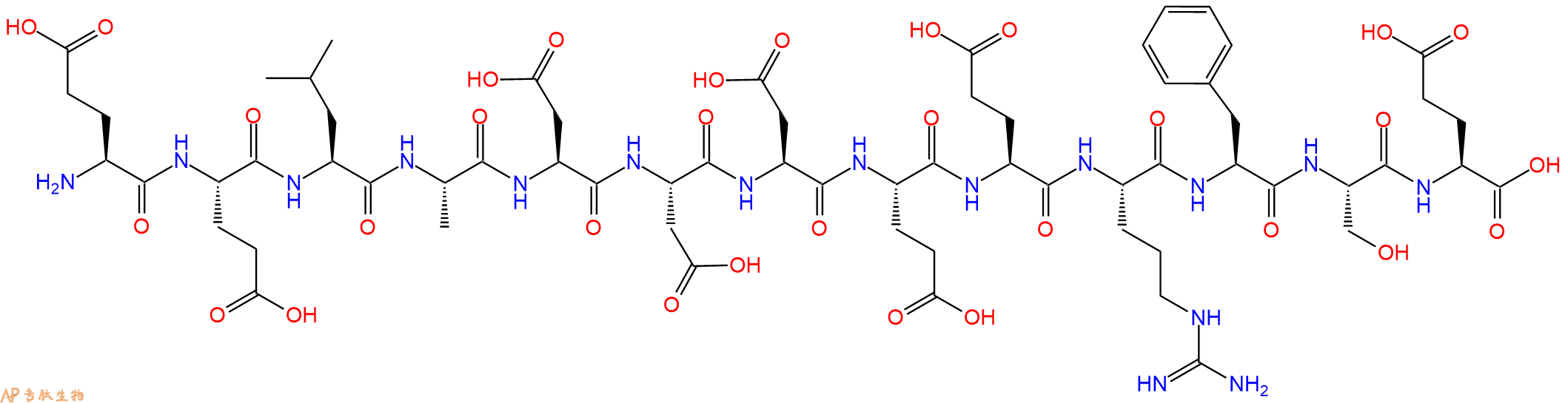 专肽生物产品H2N-Glu-Glu-Leu-Ala-Asp-Asp-Asp-Glu-Glu-Arg-Phe-Ser-Glu-OH