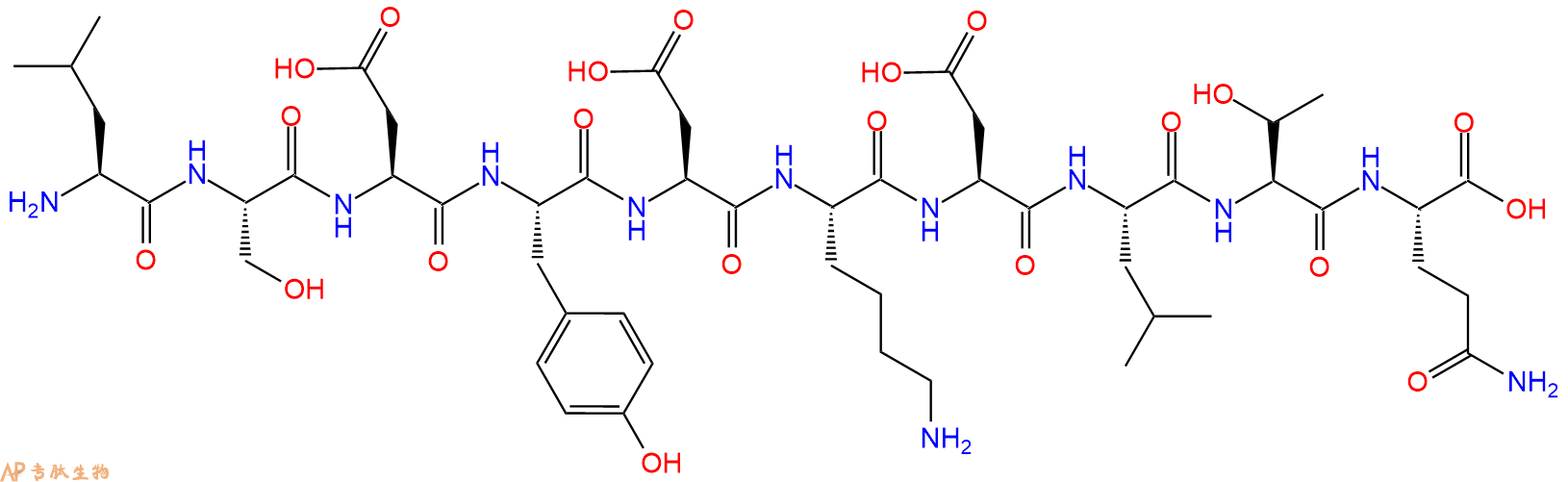 专肽生物产品H2N-Leu-Ser-Asp-Tyr-Asp-Lys-Asp-Leu-Thr-Gln-OH