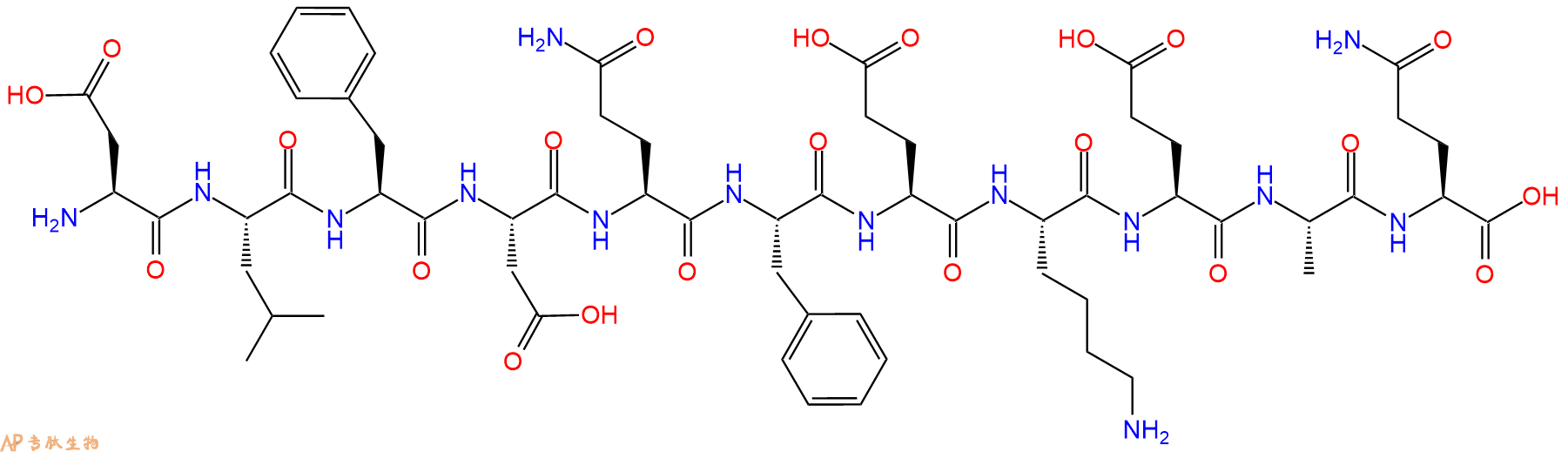 专肽生物产品H2N-Asp-Leu-Phe-Asp-Gln-Phe-Glu-Lys-Glu-Ala-Gln-OH