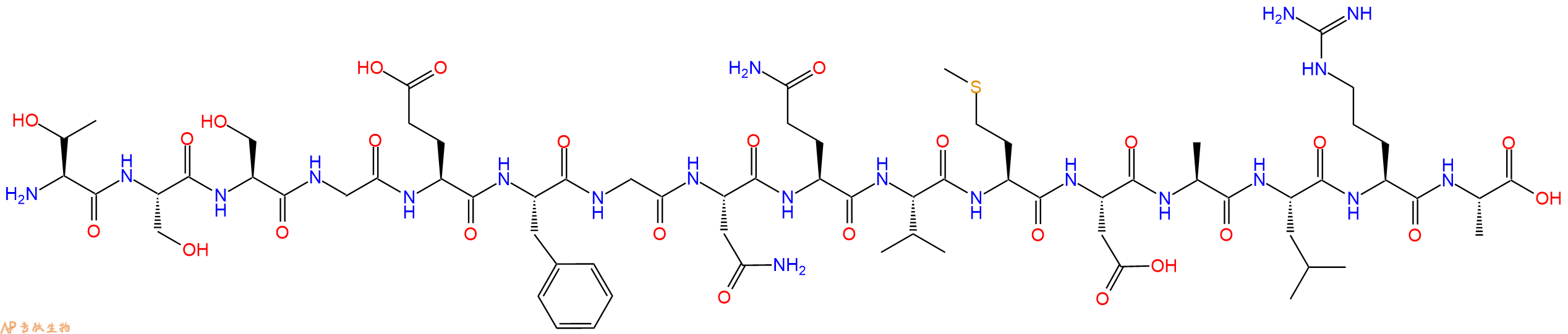 专肽生物产品H2N-Thr-Ser-Ser-Gly-Glu-Phe-Gly-Asn-Gln-Val-Met-Asp-Ala-Leu-Arg-Ala-OH