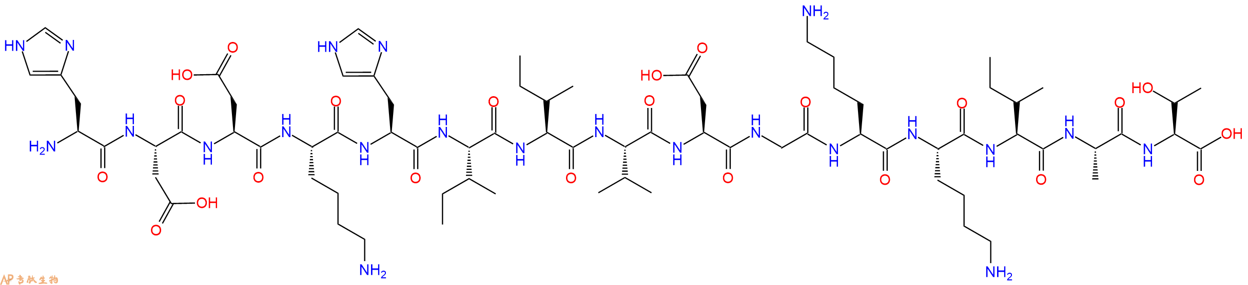 专肽生物产品H2N-His-Asp-Asp-Lys-His-Ile-Ile-Val-Asp-Gly-Lys-Lys-Ile-Ala-Thr-OH