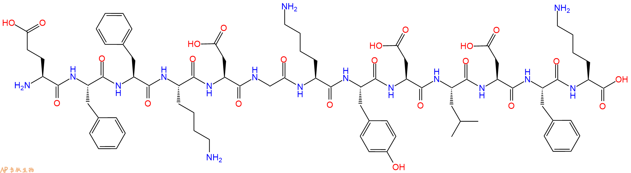 专肽生物产品H2N-Glu-Phe-Phe-Lys-Asp-Gly-Lys-Tyr-Asp-Leu-Asp-Phe-Lys-OH