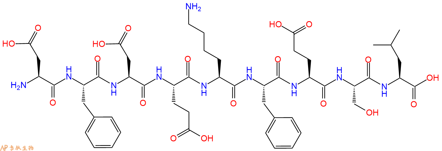 专肽生物产品H2N-Asp-Phe-Asp-Glu-Lys-Phe-Glu-Ser-Leu-OH