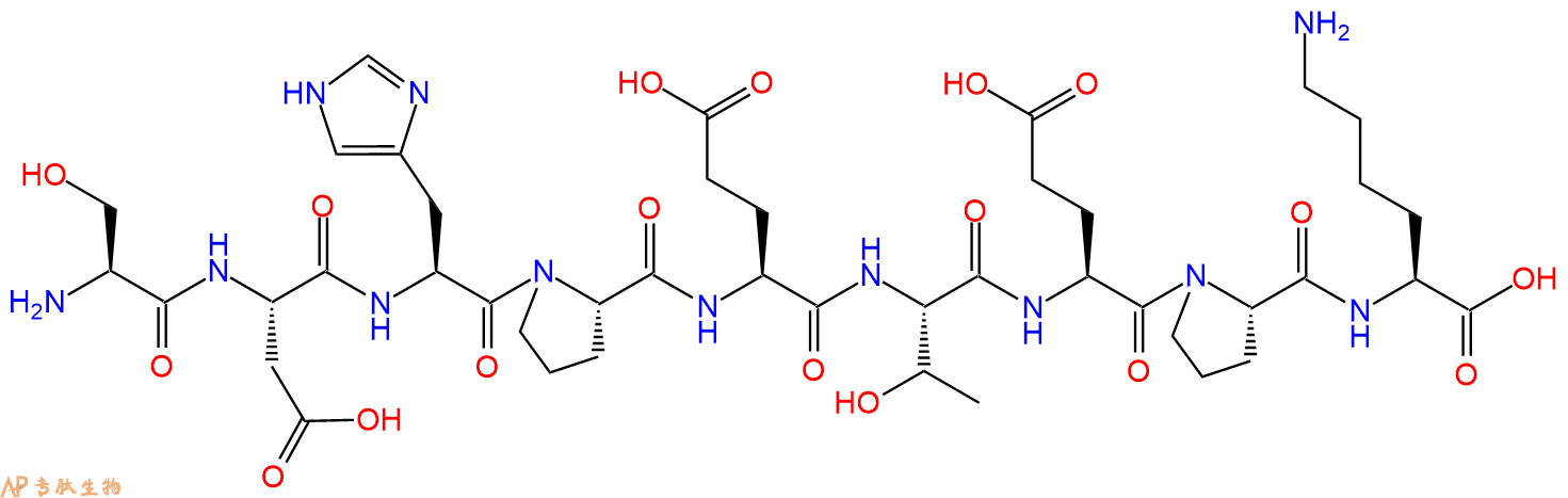 专肽生物产品H2N-Ser-Asp-His-Pro-Glu-Thr-Glu-Pro-Lys-OH