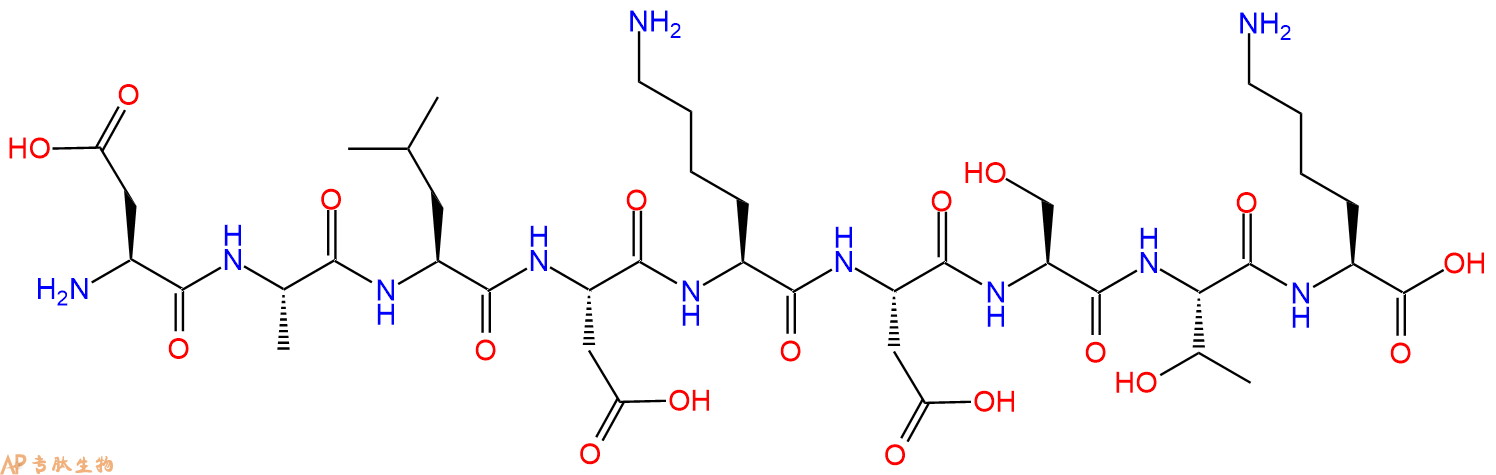 专肽生物产品H2N-Asp-Ala-Leu-Asp-Lys-Asp-Ser-Thr-Lys-OH