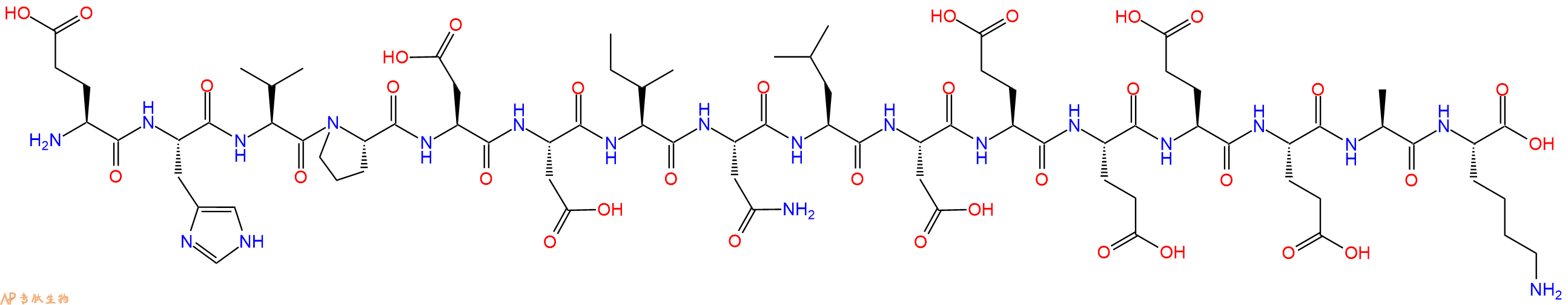 专肽生物产品H2N-Glu-His-Val-Pro-Asp-Asp-Ile-Asn-Leu-Asp-Glu-Glu-Glu-Glu-Ala-Lys-OH