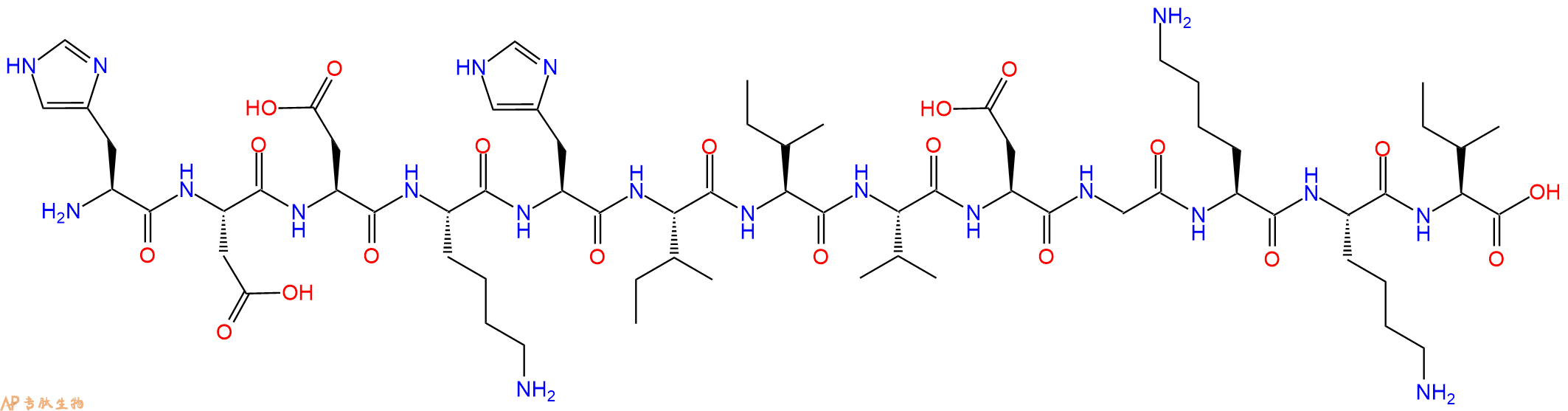 专肽生物产品H2N-His-Asp-Asp-Lys-His-Ile-Ile-Val-Asp-Gly-Lys-Lys-Ile-OH