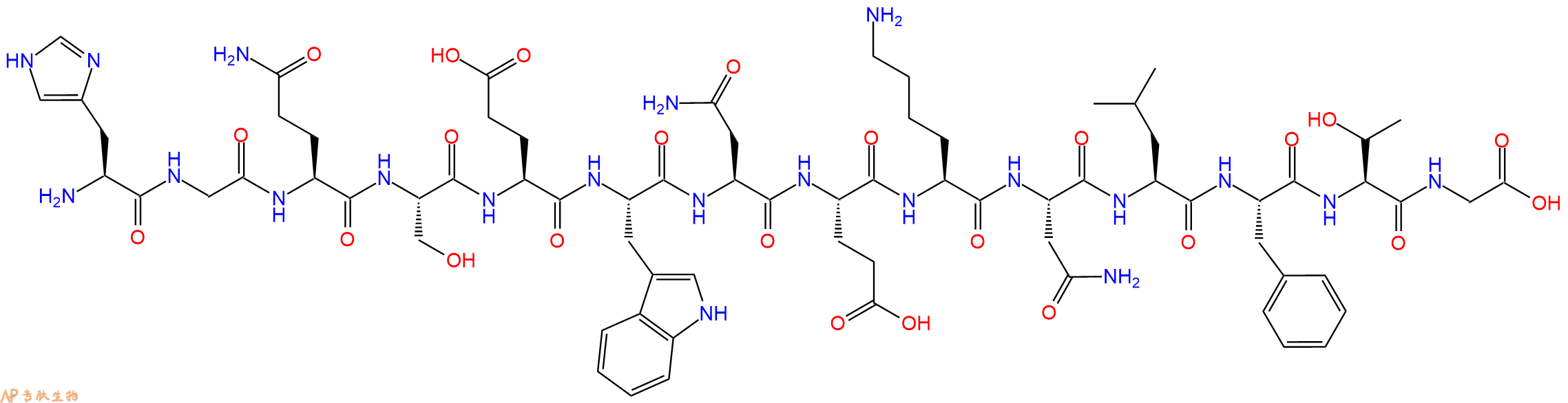 专肽生物产品H2N-His-Gly-Gln-Ser-Glu-Trp-Asn-Glu-Lys-Asn-Leu-Phe-Thr-Gly-OH