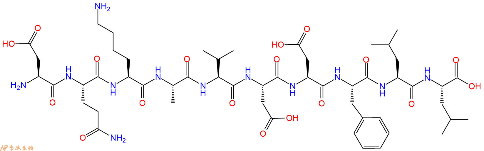 专肽生物产品H2N-Asp-Gln-Lys-Ala-Val-Asp-Asp-Phe-Leu-Leu-OH