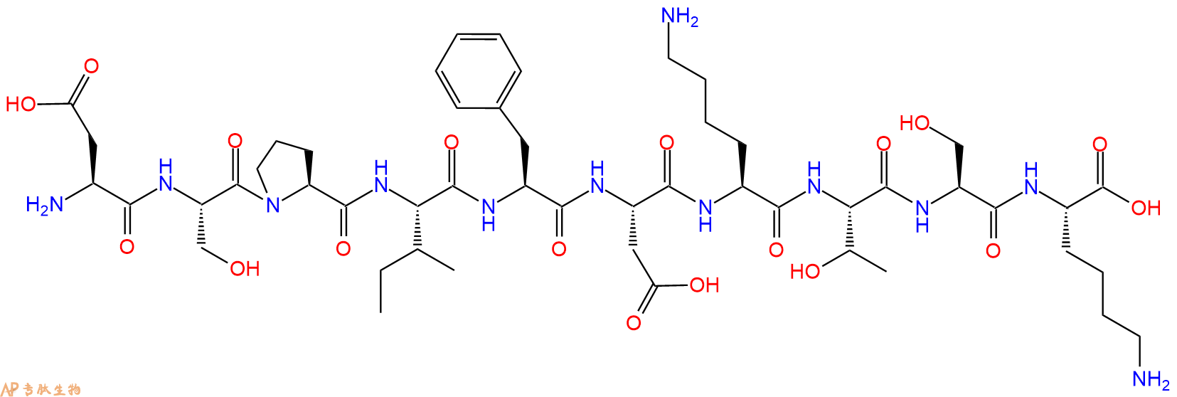 专肽生物产品H2N-Asp-Ser-Pro-Ile-Phe-Asp-Lys-Thr-Ser-Lys-OH