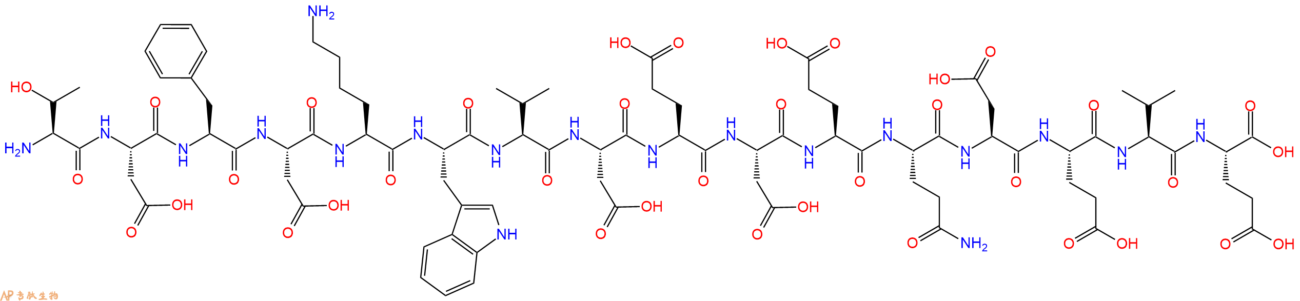 专肽生物产品H2N-Thr-Asp-Phe-Asp-Lys-Trp-Val-Asp-Glu-Asp-Glu-Gln-Asp-Glu-Val-Glu-OH