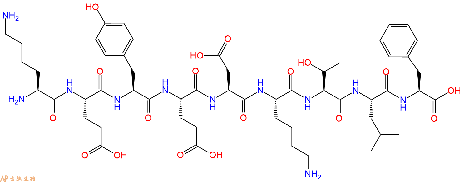 专肽生物产品H2N-Lys-Glu-Tyr-Glu-Asp-Lys-Thr-Leu-Phe-OH