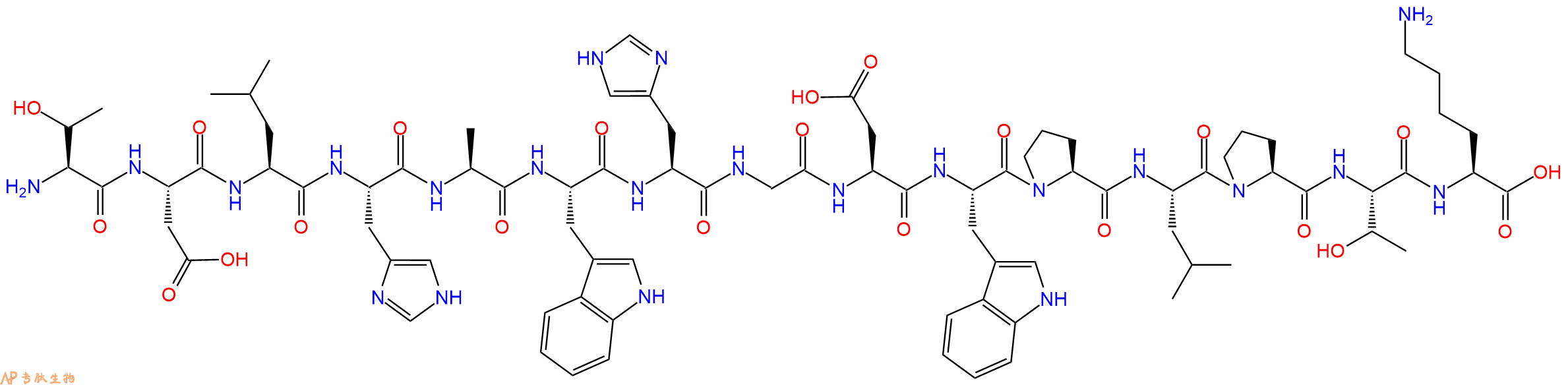 专肽生物产品H2N-Thr-Asp-Leu-His-Ala-Trp-His-Gly-Asp-Trp-Pro-Leu-Pro-Thr-Lys-OH