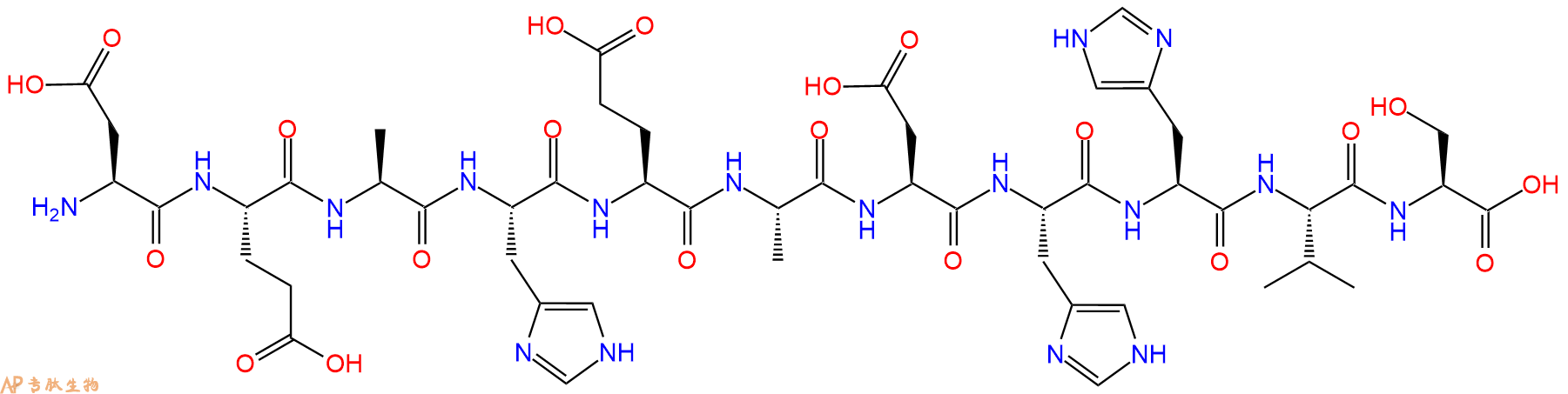 专肽生物产品H2N-Asp-Glu-Ala-His-Glu-Ala-Asp-His-His-Val-Ser-OH