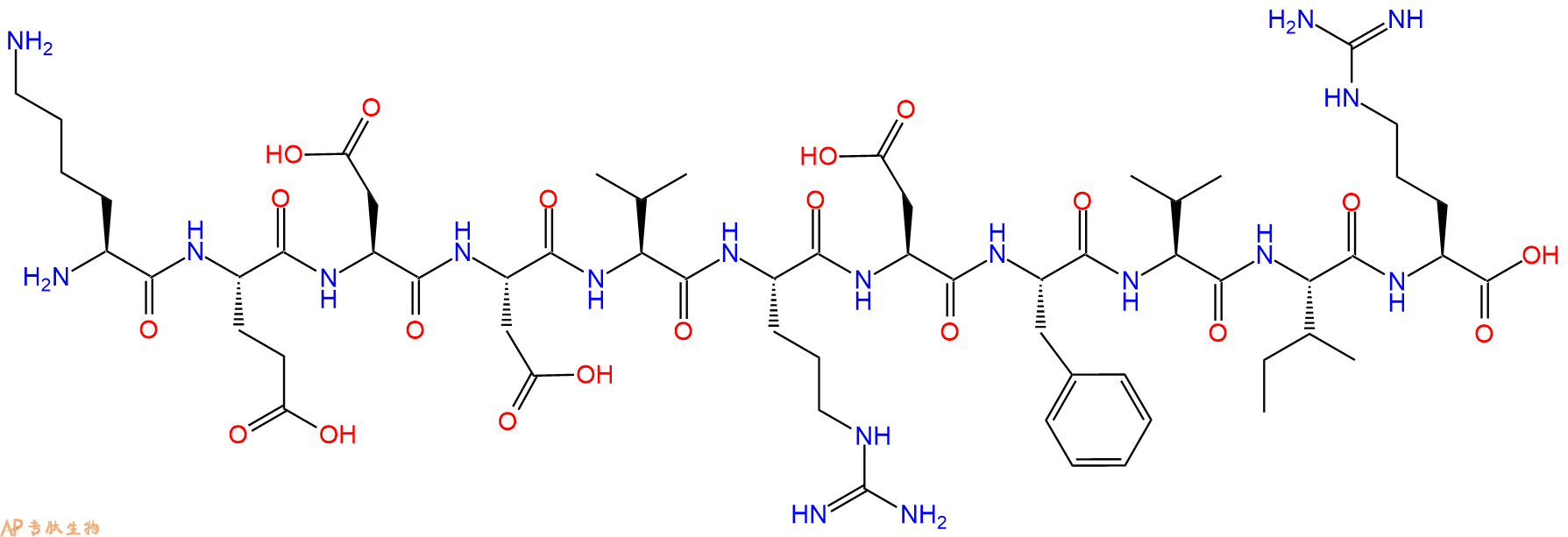 专肽生物产品H2N-Lys-Glu-Asp-Asp-Val-Arg-Asp-Phe-Val-Ile-Arg-OH