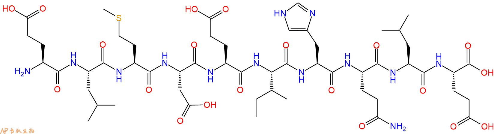 专肽生物产品H2N-Glu-Leu-Met-Asp-Glu-Ile-His-Gln-Leu-Glu-OH