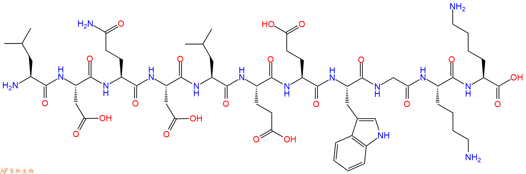 专肽生物产品H2N-Leu-Asp-Gln-Asp-Leu-Glu-Glu-Trp-Gly-Lys-Lys-OH