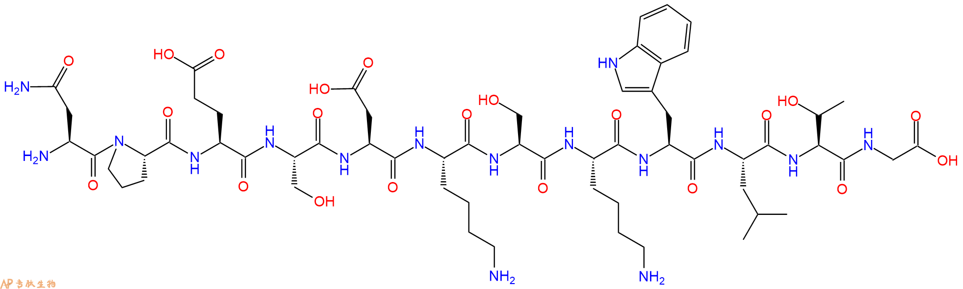 专肽生物产品H2N-Asn-Pro-Glu-Ser-Asp-Lys-Ser-Lys-Trp-Leu-Thr-Gly-OH