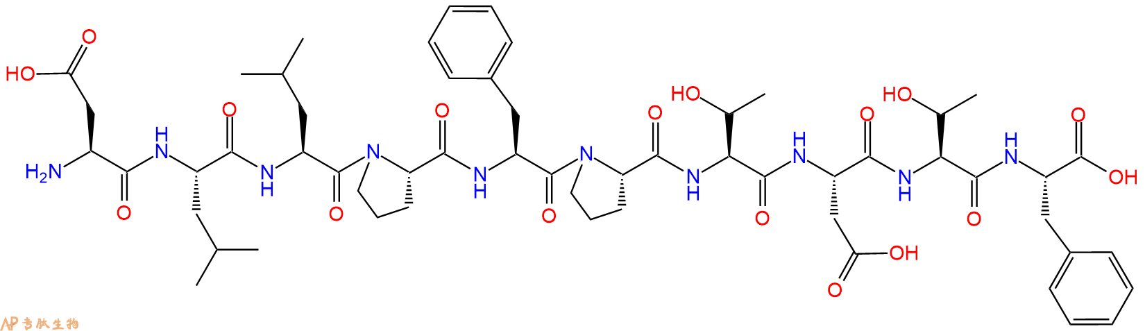 专肽生物产品H2N-Asp-Leu-Leu-Pro-Phe-Pro-Thr-Asp-Thr-Phe-OH