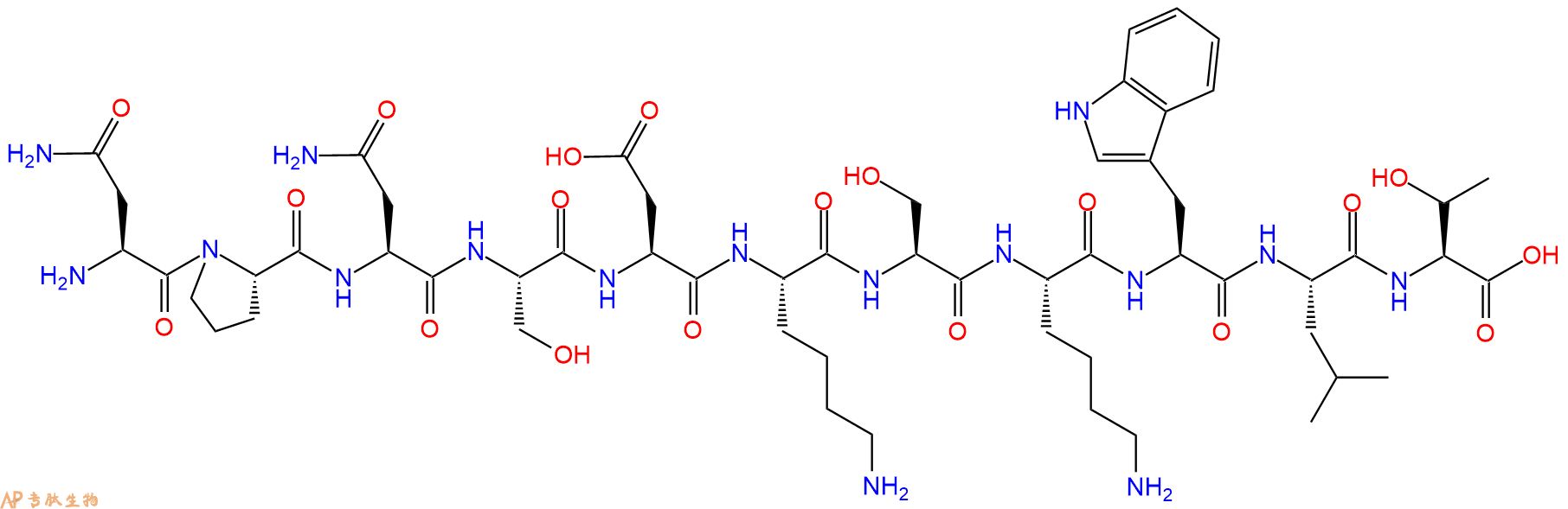 专肽生物产品H2N-Asn-Pro-Asn-Ser-Asp-Lys-Ser-Lys-Trp-Leu-Thr-OH
