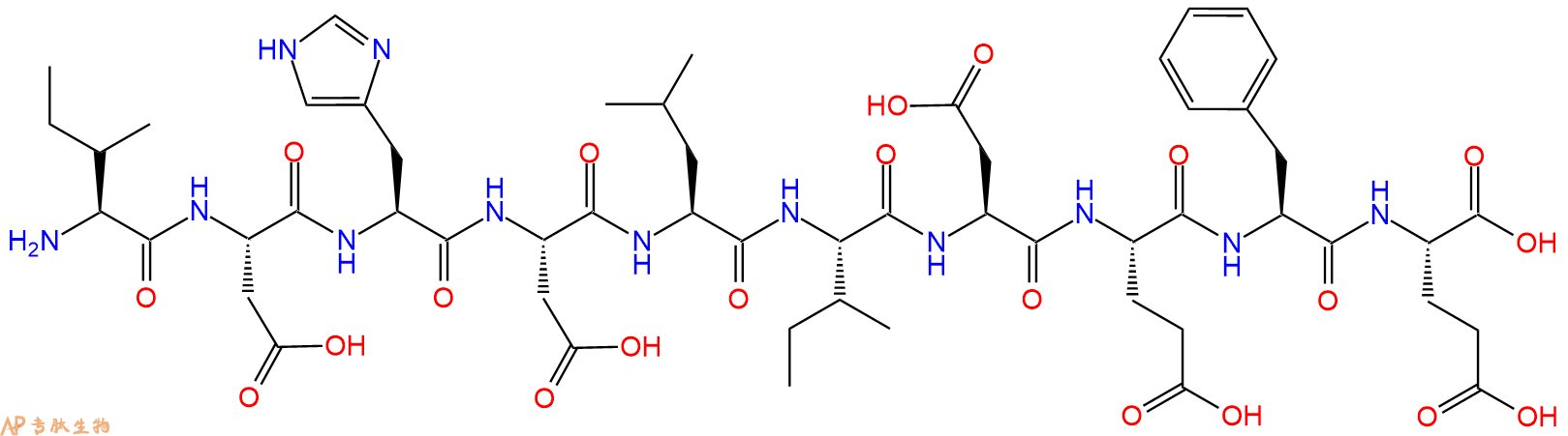 专肽生物产品H2N-Ile-Asp-His-Asp-Leu-Ile-Asp-Glu-Phe-Glu-OH