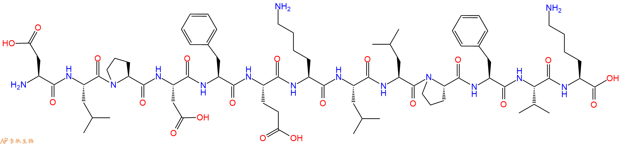 专肽生物产品H2N-Asp-Leu-Pro-Asp-Phe-Glu-Lys-Leu-Leu-Pro-Phe-Val-Lys-OH