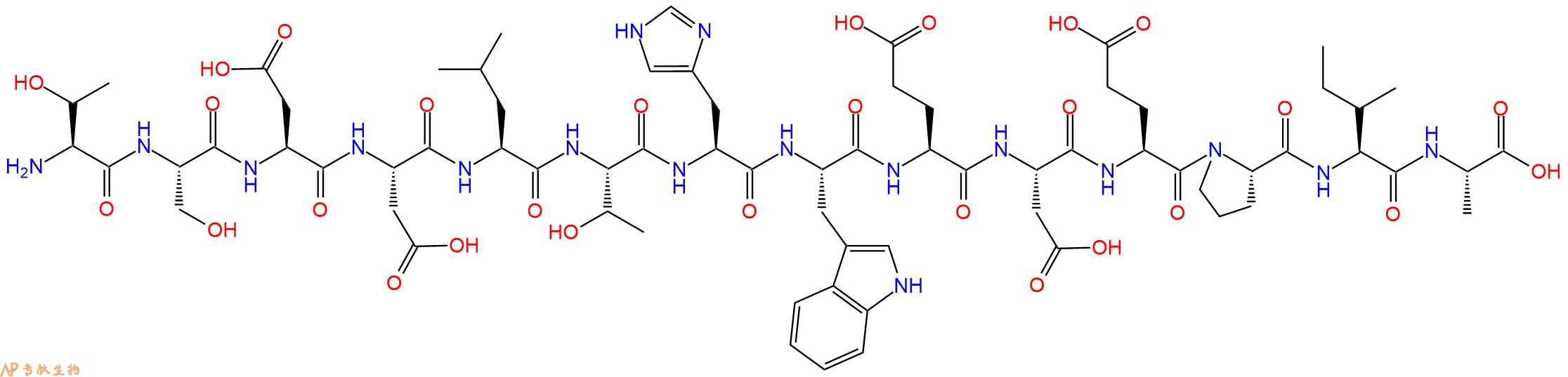 专肽生物产品H2N-Thr-Ser-Asp-Asp-Leu-Thr-His-Trp-Glu-Asp-Glu-Pro-Ile-Ala-OH