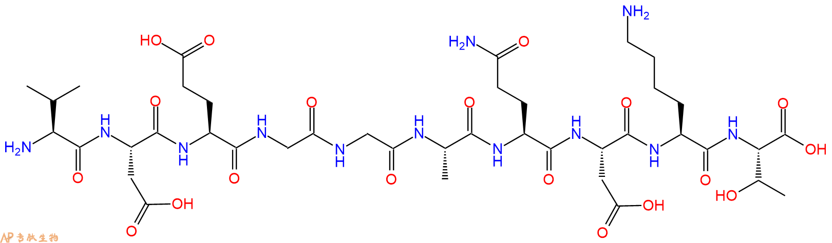 专肽生物产品H2N-Val-Asp-Glu-Gly-Gly-Ala-Gln-Asp-Lys-Thr-OH