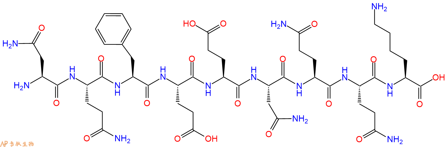 专肽生物产品H2N-Asn-Gln-Phe-Glu-Glu-Asn-Gln-Gln-Lys-OH