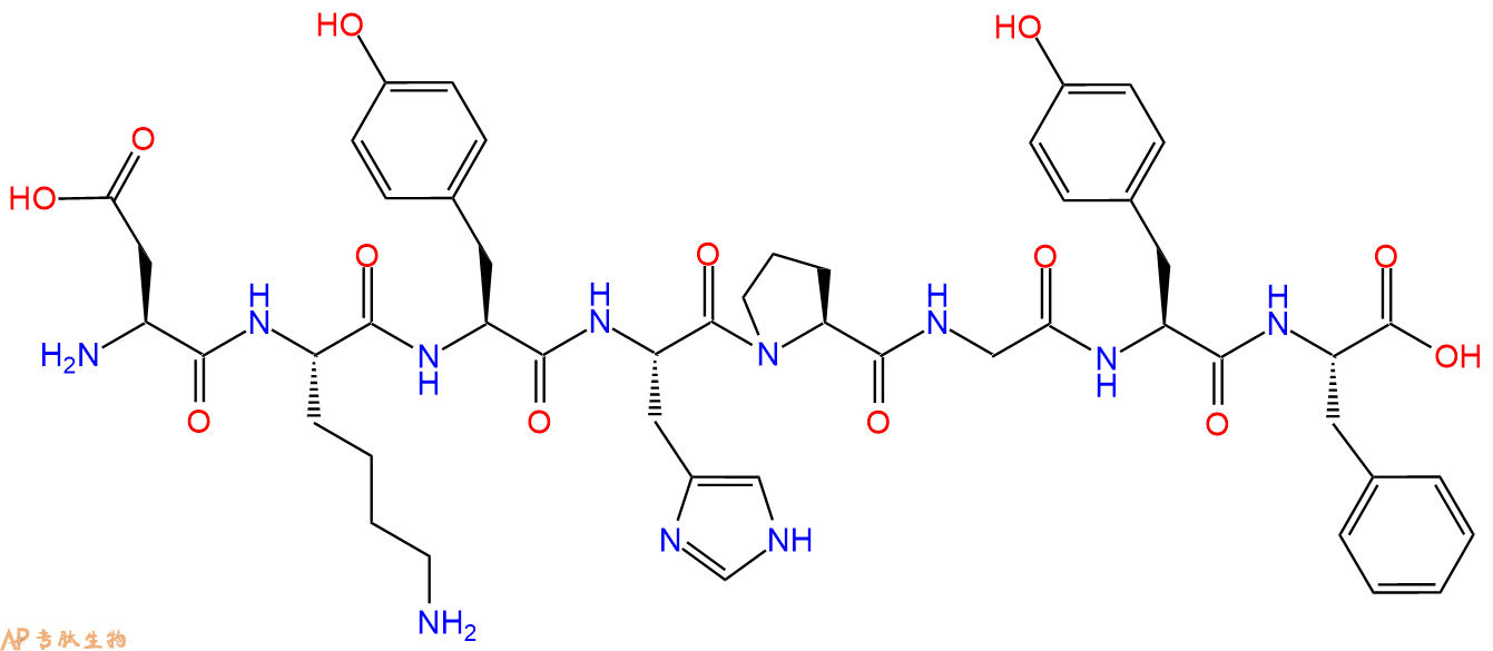 专肽生物产品H2N-Asp-Lys-Tyr-His-Pro-Gly-Tyr-Phe-OH