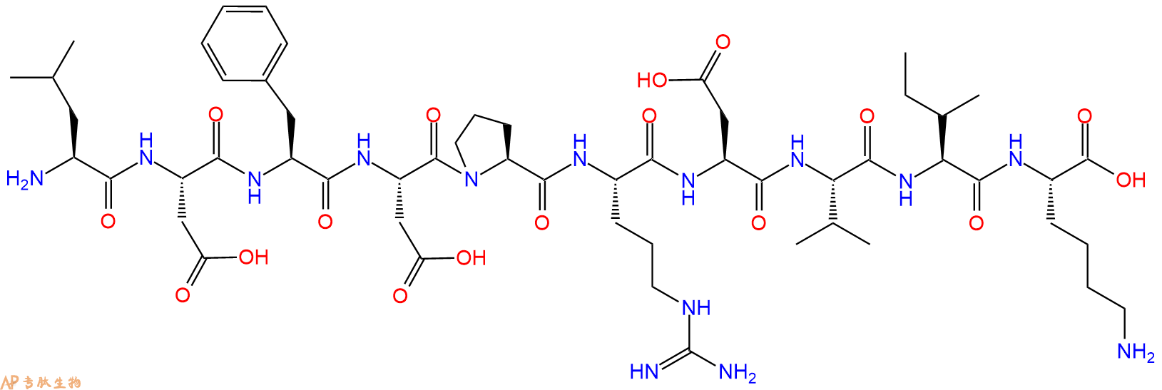 专肽生物产品H2N-Leu-Asp-Phe-Asp-Pro-Arg-Asp-Val-Ile-Lys-OH