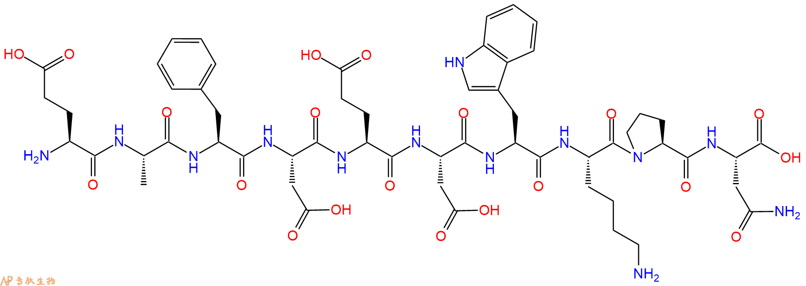 专肽生物产品H2N-Glu-Ala-Phe-Asp-Glu-Asp-Trp-Lys-Pro-Asn-OH