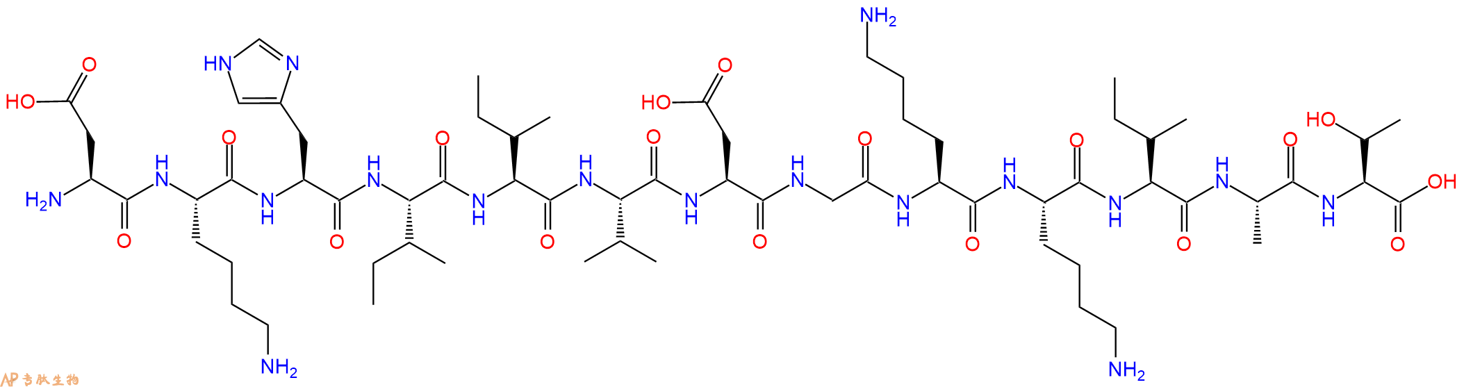专肽生物产品H2N-Asp-Lys-His-Ile-Ile-Val-Asp-Gly-Lys-Lys-Ile-Ala-Thr-OH
