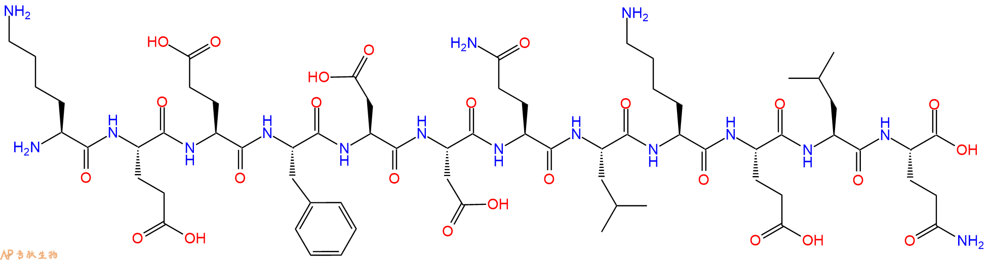 专肽生物产品H2N-Lys-Glu-Glu-Phe-Asp-Asp-Gln-Leu-Lys-Glu-Leu-Gln-OH