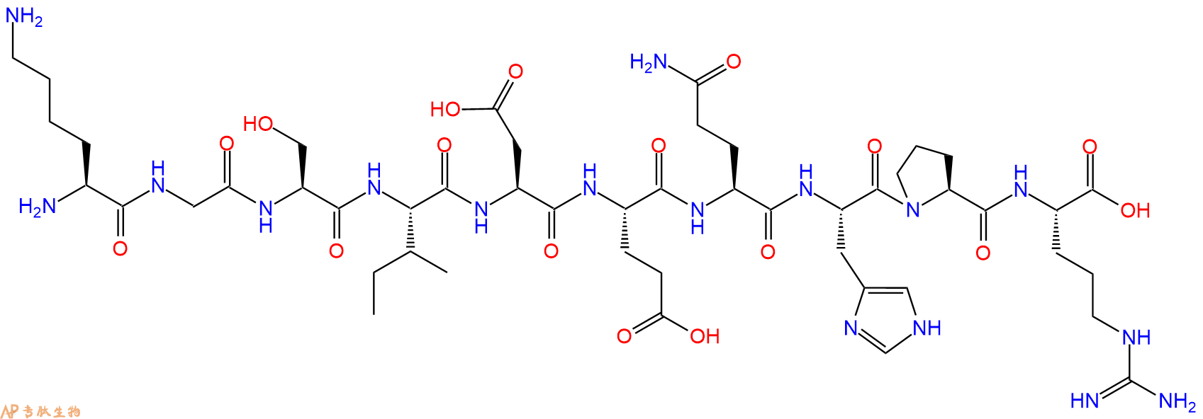 专肽生物产品H2N-Lys-Gly-Ser-Ile-Asp-Glu-Gln-His-Pro-Arg-OH