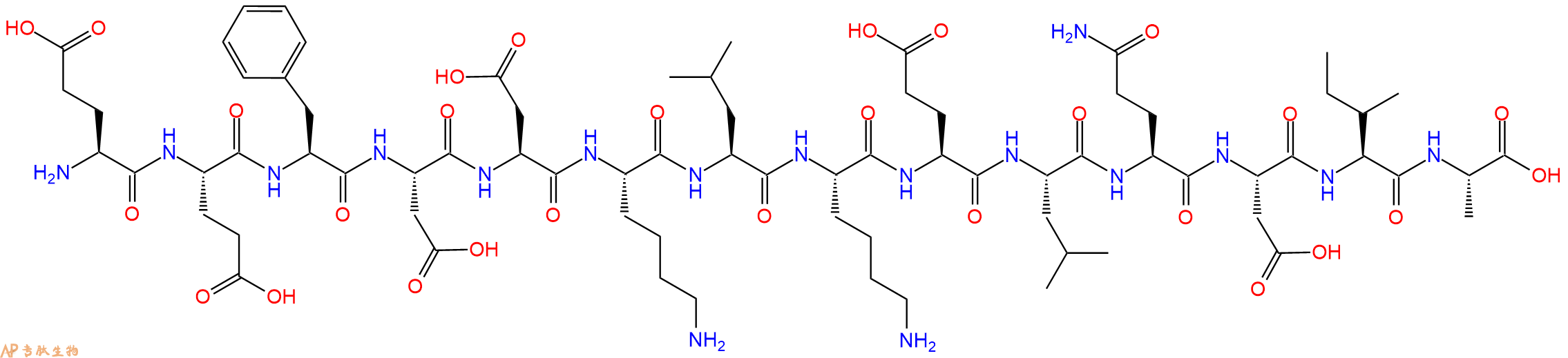 专肽生物产品H2N-Glu-Glu-Phe-Asp-Asp-Lys-Leu-Lys-Glu-Leu-Gln-Asp-Ile-Ala-OH