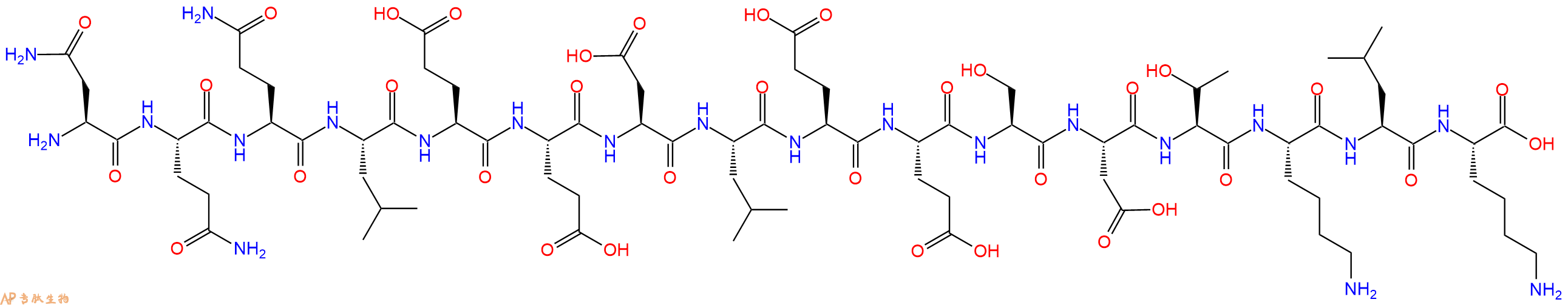 专肽生物产品H2N-Asn-Gln-Gln-Leu-Glu-Glu-Asp-Leu-Glu-Glu-Ser-Asp-Thr-Lys-Leu-Lys-OH
