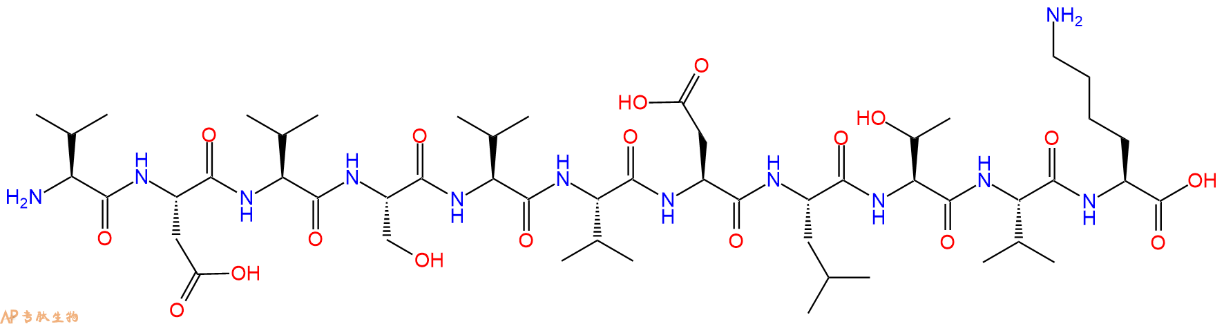 专肽生物产品H2N-Val-Asp-Val-Ser-Val-Val-Asp-Leu-Thr-Val-Lys-OH