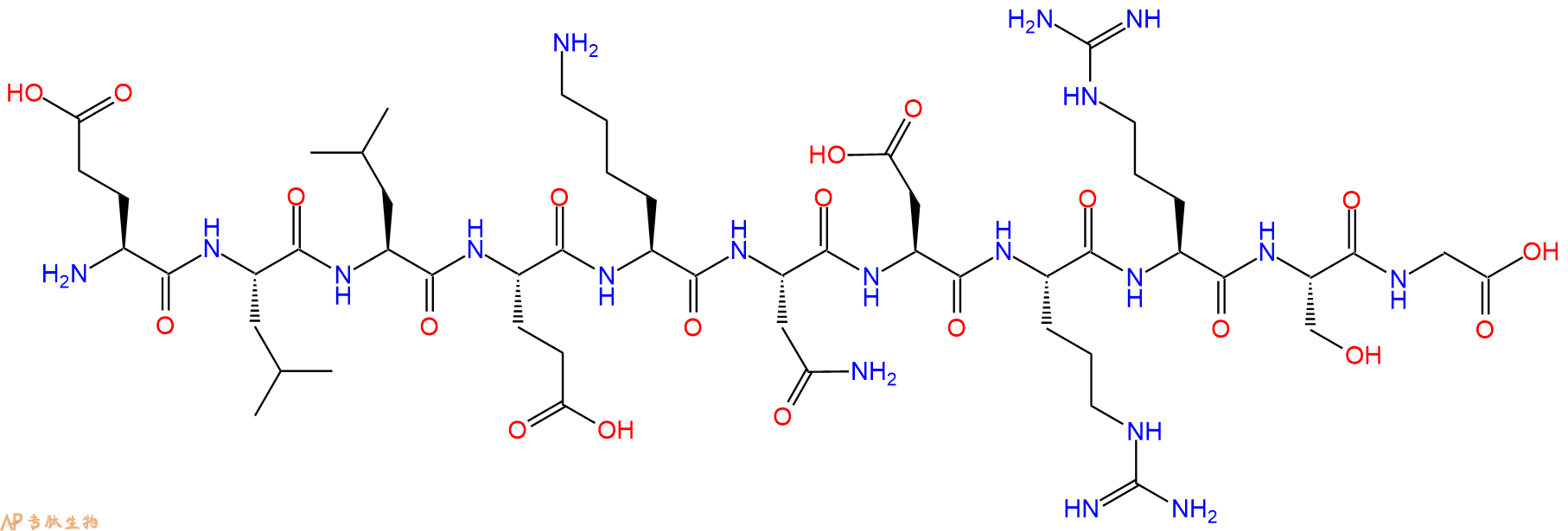 专肽生物产品H2N-Glu-Leu-Leu-Glu-Lys-Asn-Asp-Arg-Arg-Ser-Gly-OH