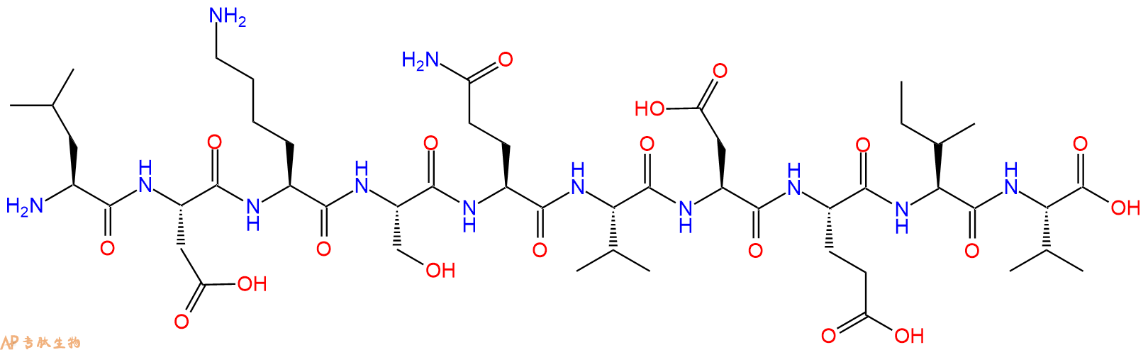 专肽生物产品H2N-Leu-Asp-Lys-Ser-Gln-Val-Asp-Glu-Ile-Val-OH