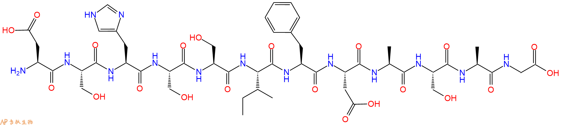 专肽生物产品H2N-Asp-Ser-His-Ser-Ser-Ile-Phe-Asp-Ala-Ser-Ala-Gly-OH